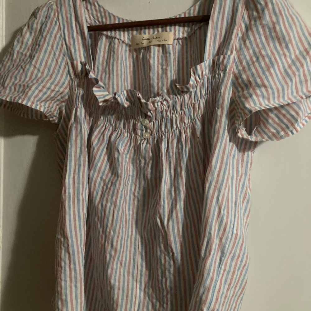 Anthropologie Isabella Sinclair  XS red white and blue baby doll top